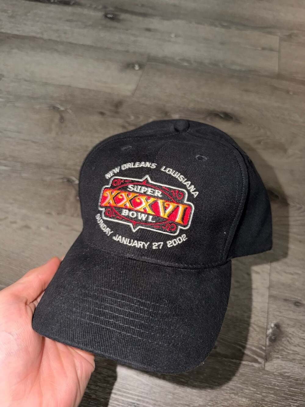 NFL Super Bowl XXXVI Hat 2002 New Orleans Black Cap